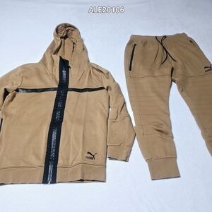 Puma Men's Tracksuits 2 Piece Athletic Tan Jacket with Black Accents Size Small